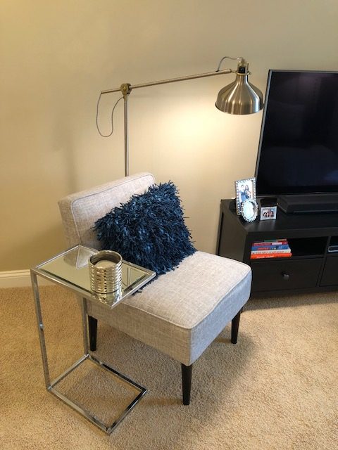 Metallic Side Table and Lamp